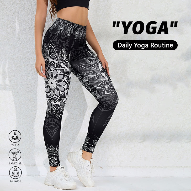 Watercolor Print High-Waisted Leggings
