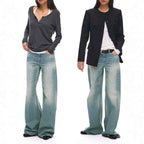 Women's Vintage Washed Low Waist Straight Leg Jeans | District Hurd Limited