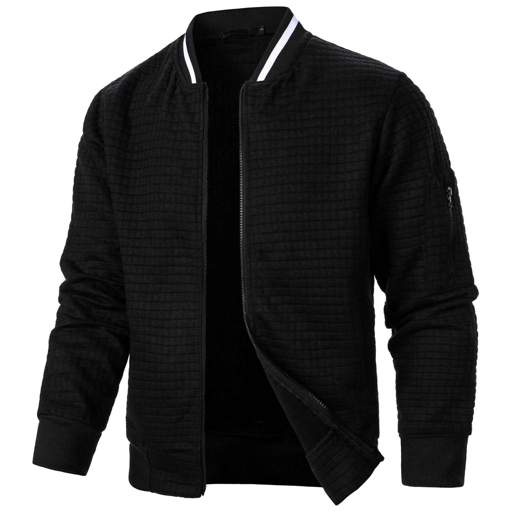 Men's Plaid Zip-Up Stand Collar Sweatshirt Jacket | District Hurd Limited