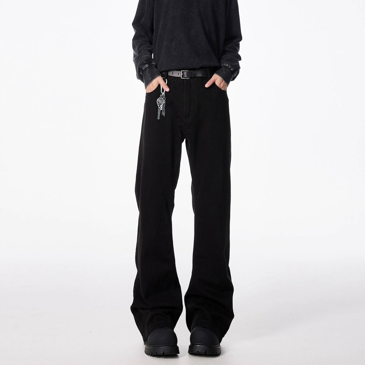 Men Bootcut Black Flared Straight Leg Jeans