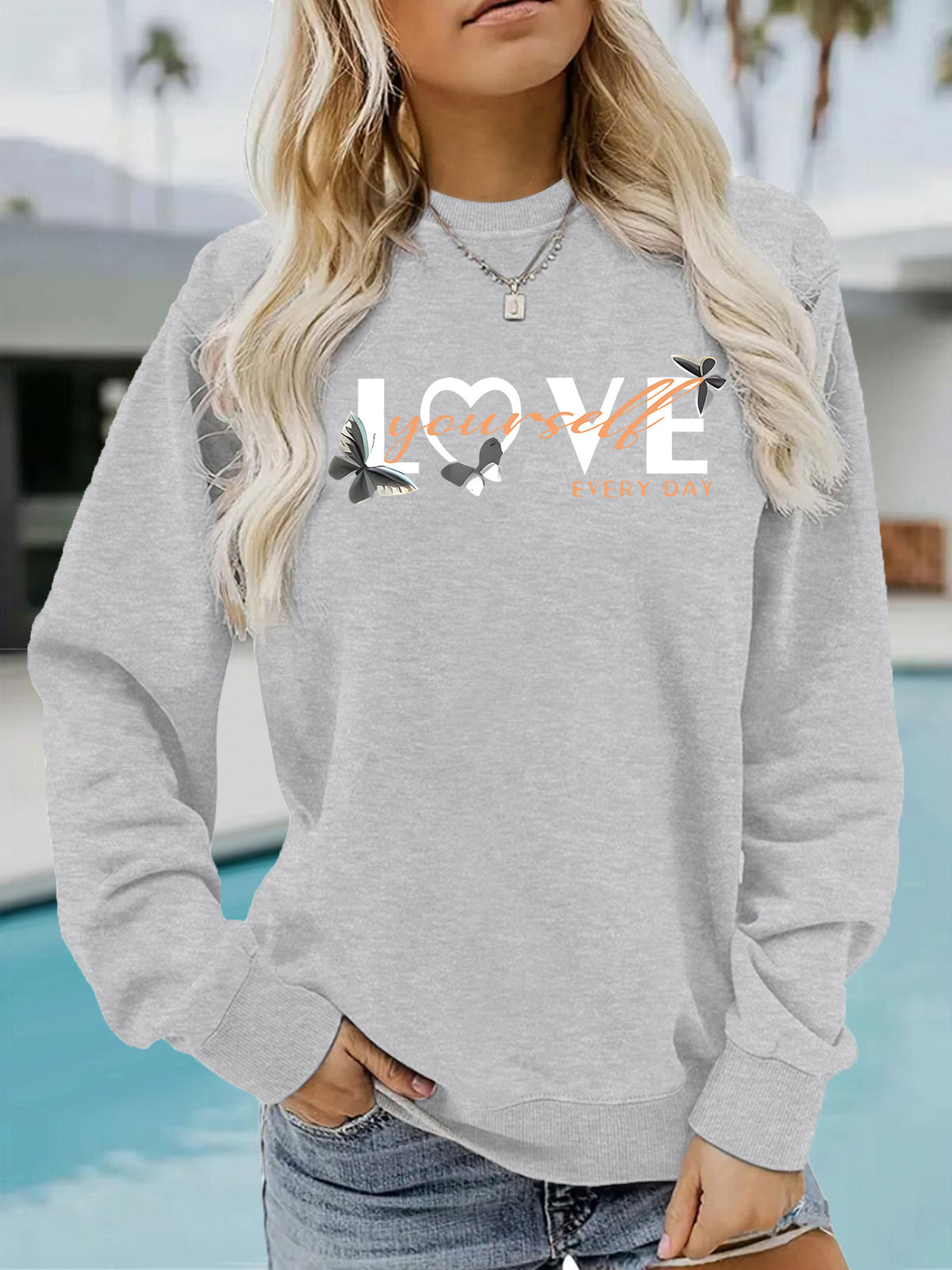 Fleece Long Sleeved Printed Sweatshirt