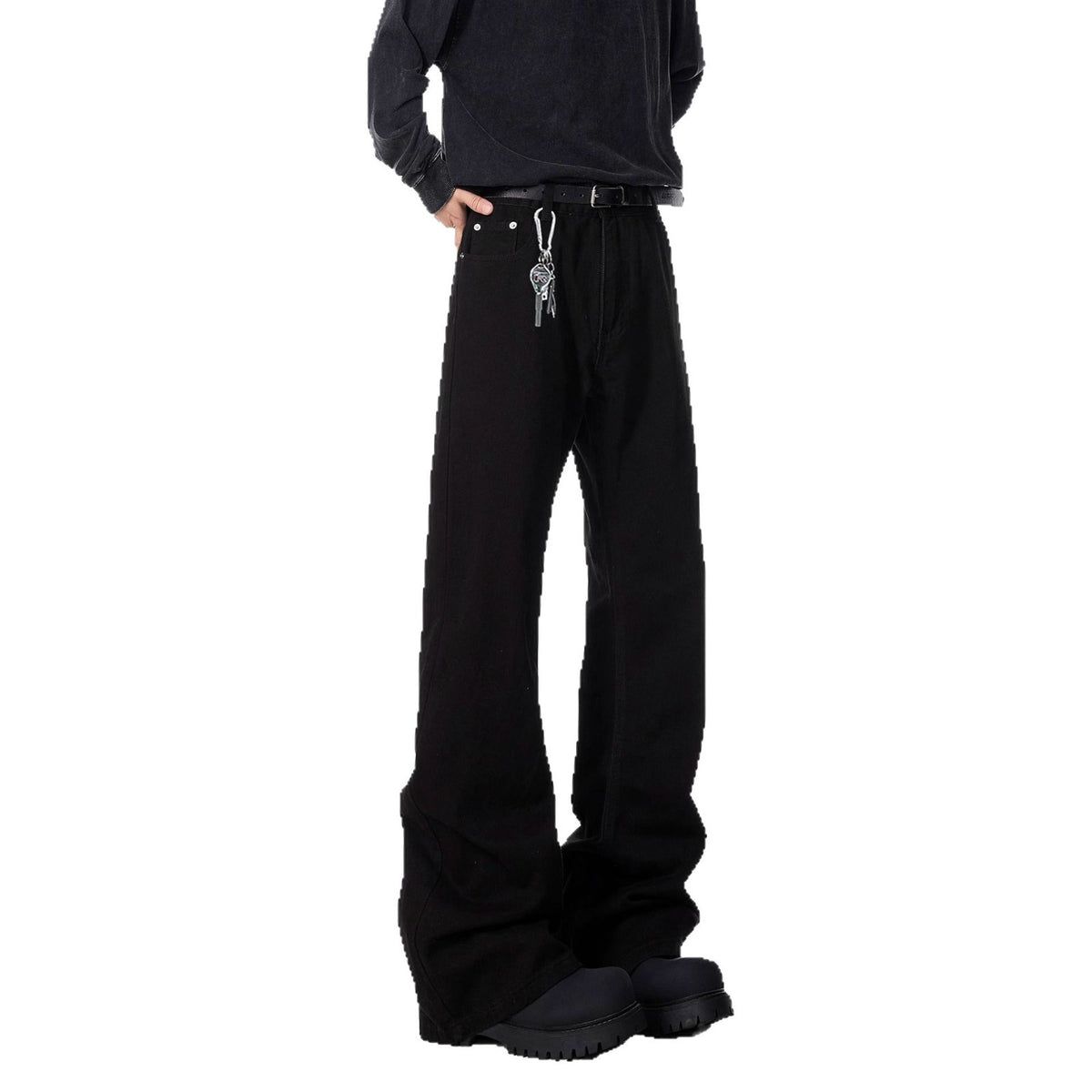 Men Bootcut Black Flared Straight Leg Jeans