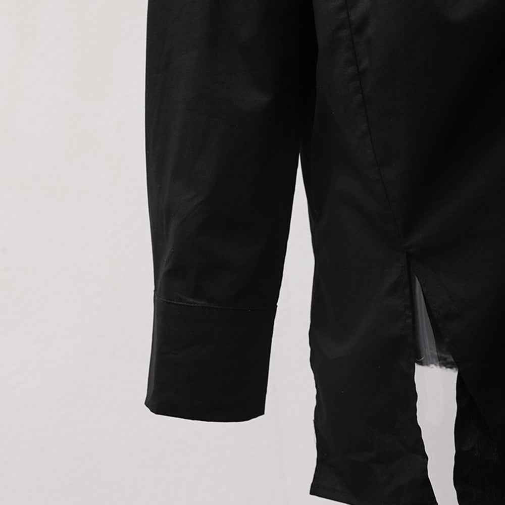 Women's Asymmetric Ruffle-Edge Black Shirt | District Hurd Limited