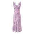 Vintage V-Neck Slim-Fit Sleeveless Floral Dress