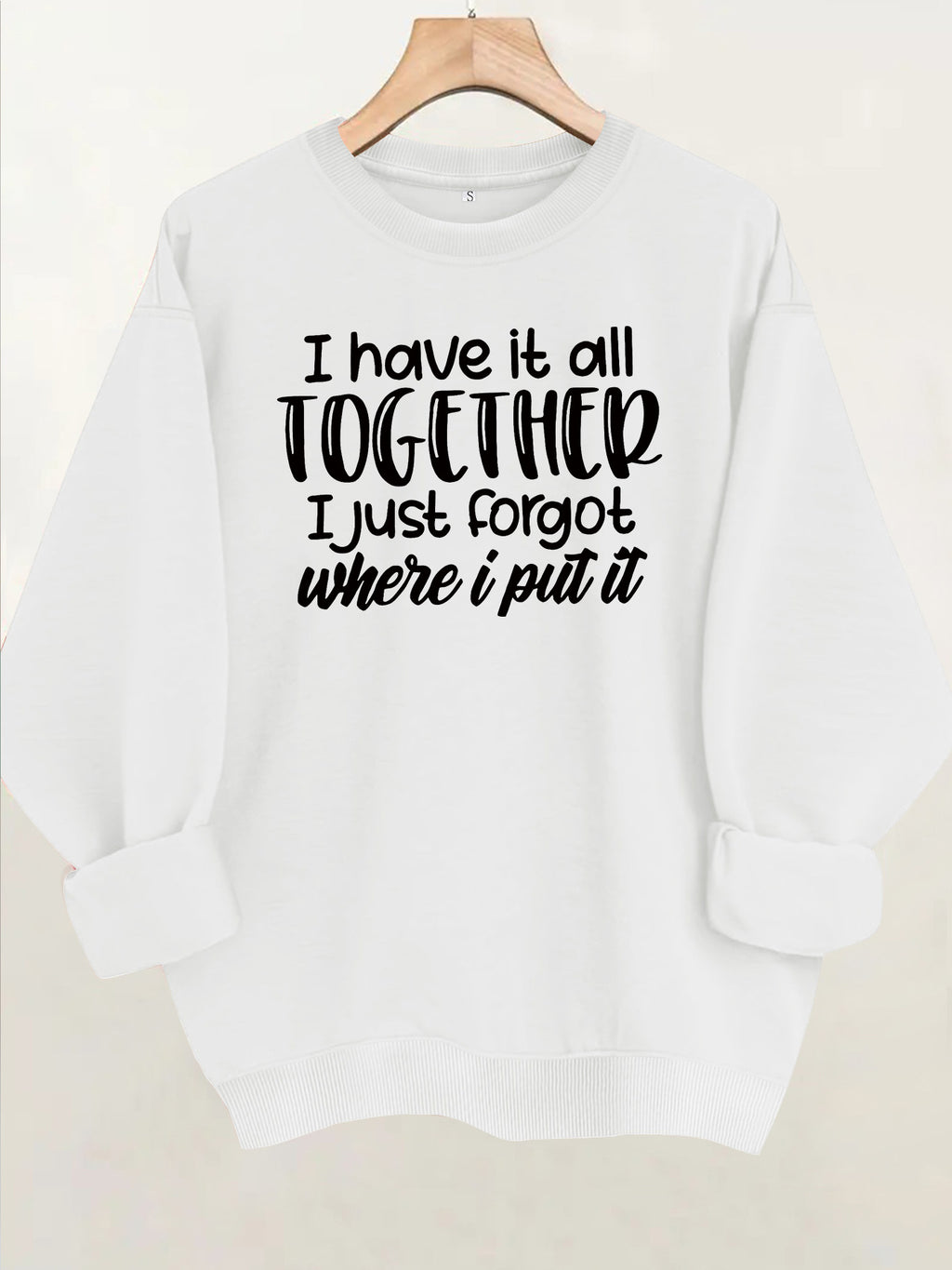 Long sleeved round neck fleece sweatshirt
