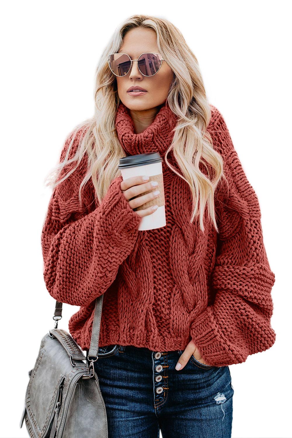Cuddle Weather Cable Knit Handmade Turtleneck Sweater