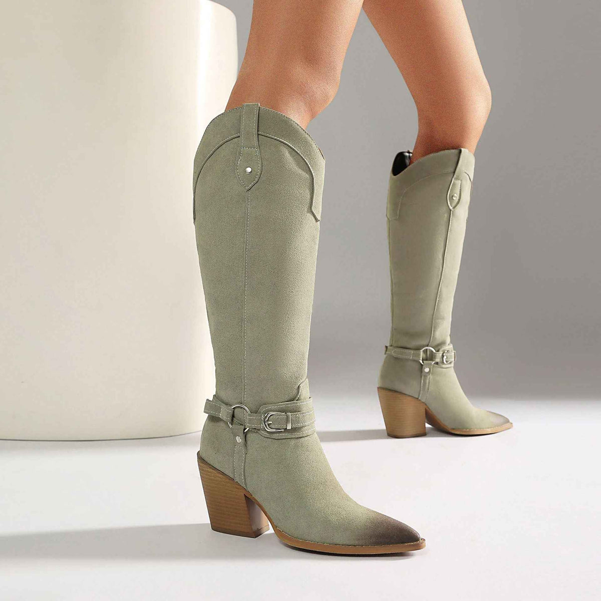 Women's Chunky Heel High-Shaft Western Boots | District Hurd Limited