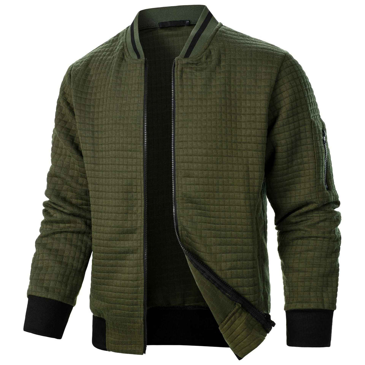 Men's Plaid Zip-Up Stand Collar Sweatshirt Jacket | District Hurd Limited