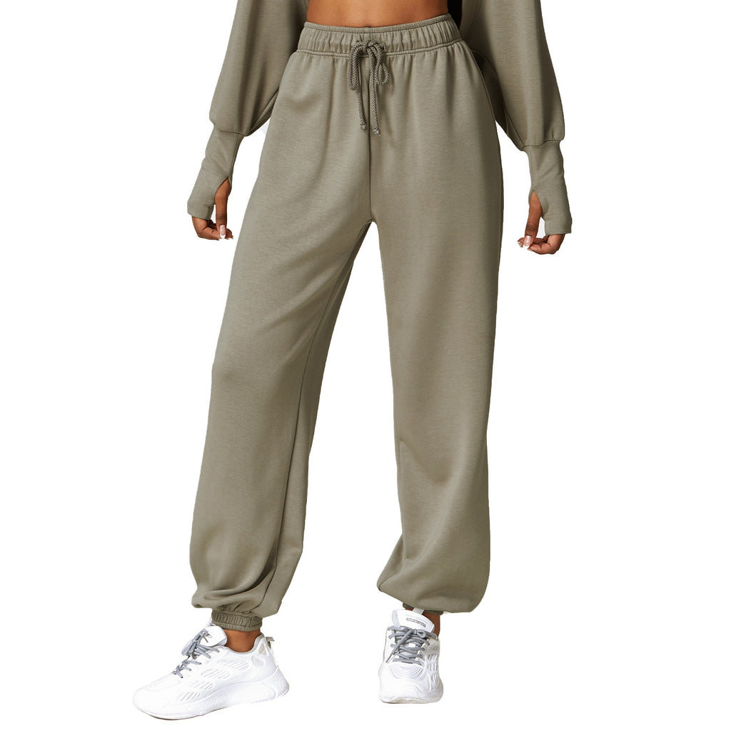 High waisted sports pants for women loose straight leg sweatpants for commuting casual and all match leggings