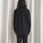 Women's Asymmetric Ruffle-Edge Black Shirt | District Hurd Limited