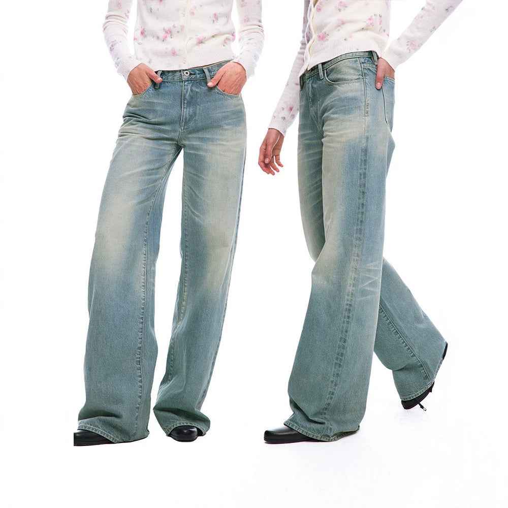 Women's Vintage Washed Low Waist Straight Leg Jeans | District Hurd Limited