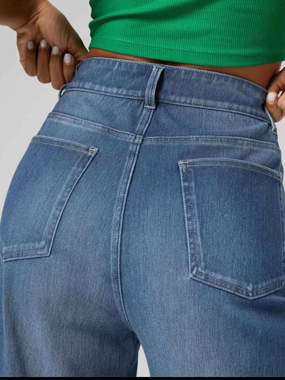 Women's High Rise Rolled Hem Straight Leg Jeans | District Hurd Limited