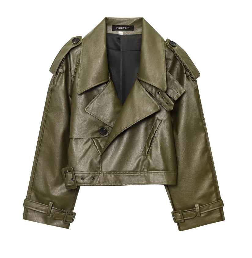 Women's Leather Jacket – Lapel Collar Slim Fit | District Hurd Limited