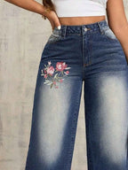 Women's Embroidered Wide Leg Jeans | District Hurd Limited