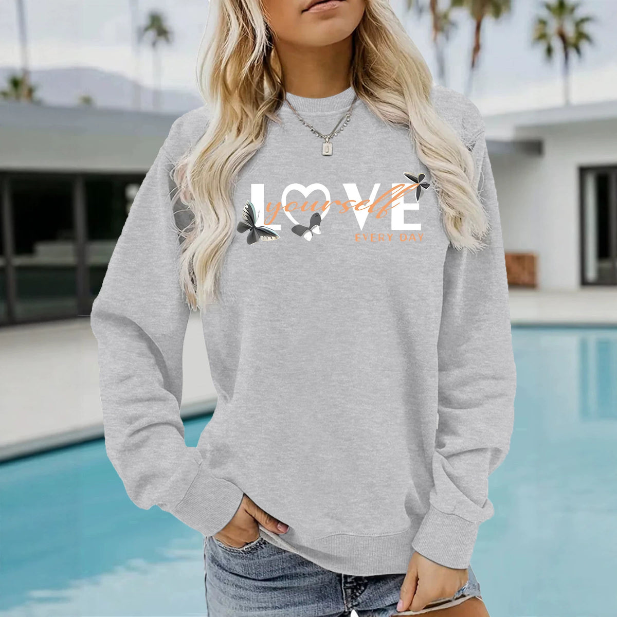 Fleece Long Sleeved Printed Sweatshirt