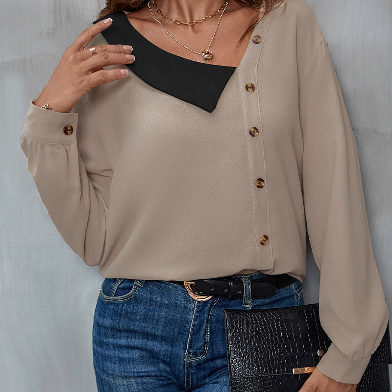 V-Neck Long Sleeve Casual Shirt for Women