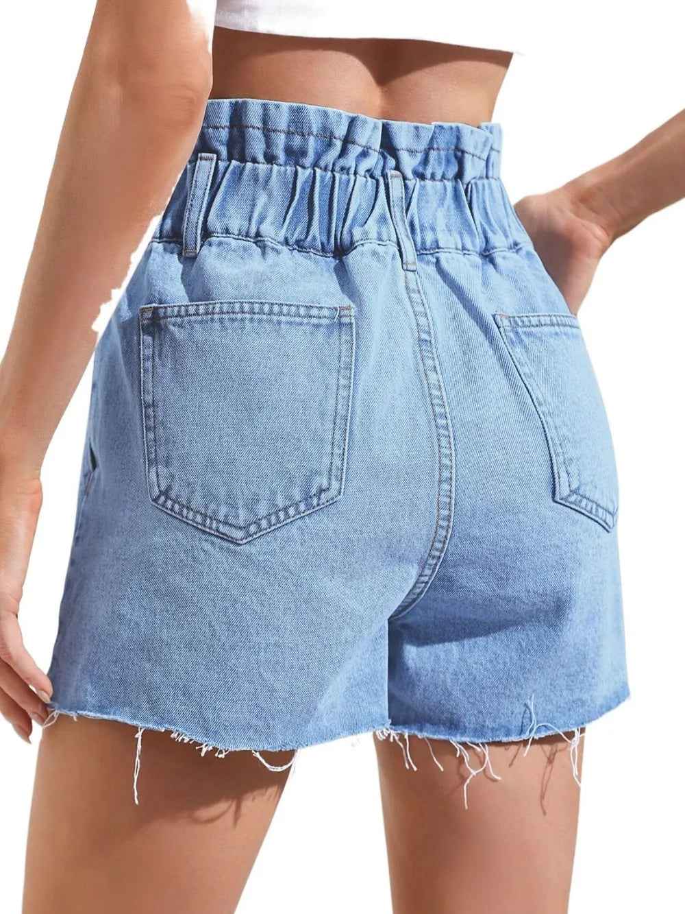 Women's High Waist Frayed Edge Denim Shorts | District Hurd Limited