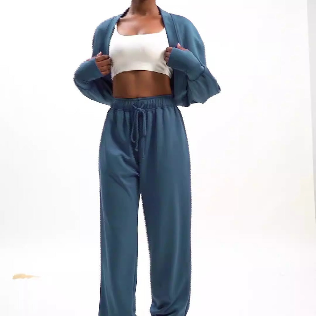 High waisted sports pants for women loose straight leg sweatpants for commuting casual and all match leggings