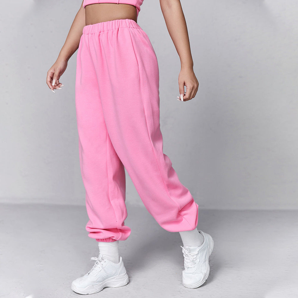 Women's Pink High-Waisted Wide-Leg Pants Women's Spring And Summer Ins Trendy Loose All-Match Gentle Casual Leggings Trousers