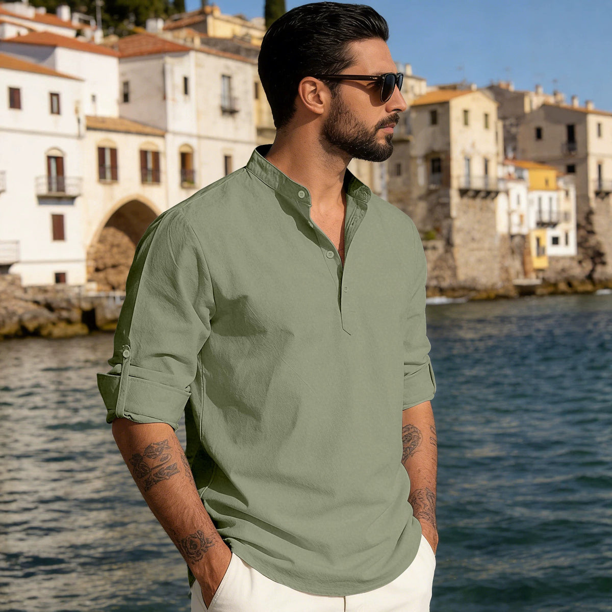 Men's Lightweight Long Sleeve Button-Down Shirt