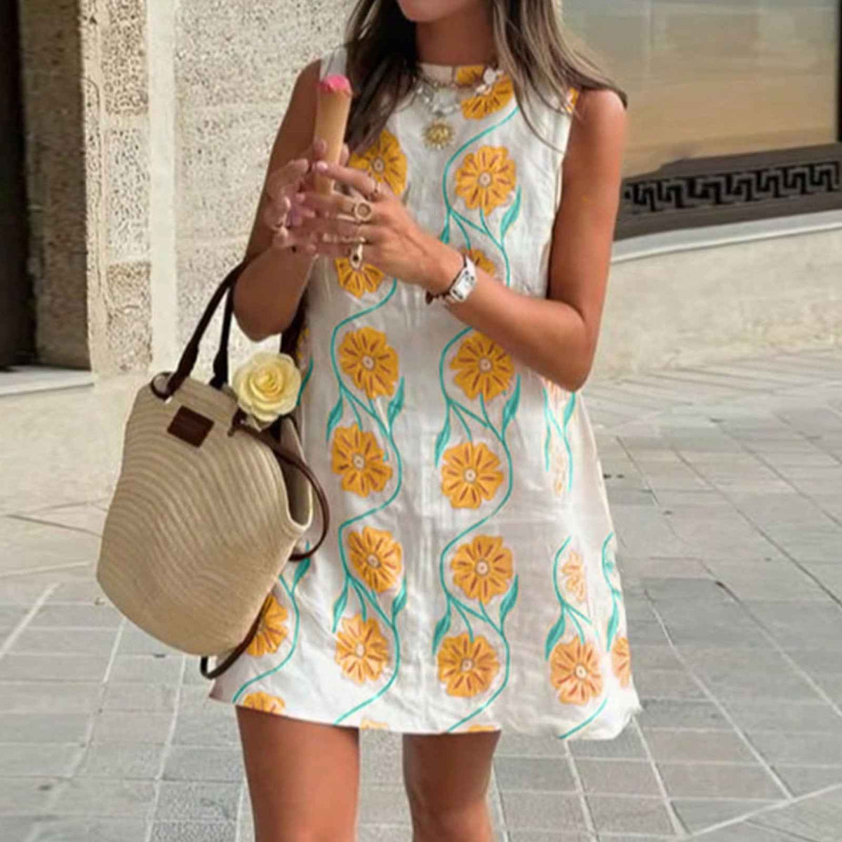 Women's Floral Print Sleeveless Mini Dress | District Hurd Limited
