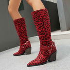 Women's Pointed Toe Over-the-Knee Boots with Chunky Heel & Belt Buckle | District Hurd Limited