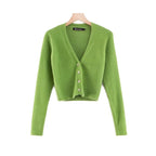 Women Slim Deep V-neck Long Sleeve Cardigan Sweater