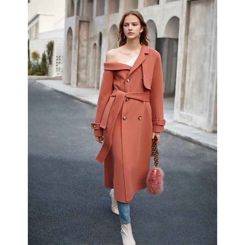 Women's One-Shoulder Double Wool Overcoat | District Hurd Limited