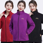 Women Stand Collar Zip-up Fleece Jacket
