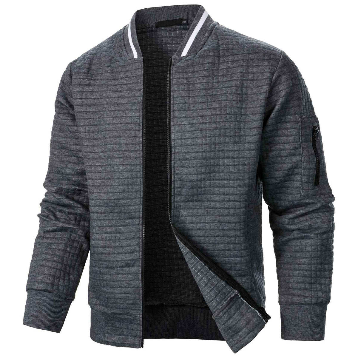 Men's Plaid Zip-Up Stand Collar Sweatshirt Jacket | District Hurd Limited