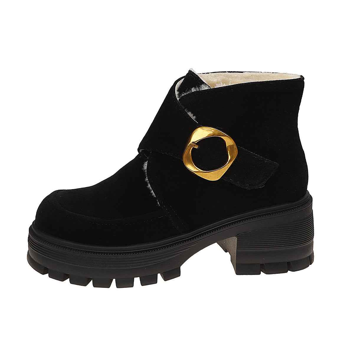 Women's Faux Suede Over-the-Knee Boots with Chunky Heel & Belt Buckle | District Hurd Limited