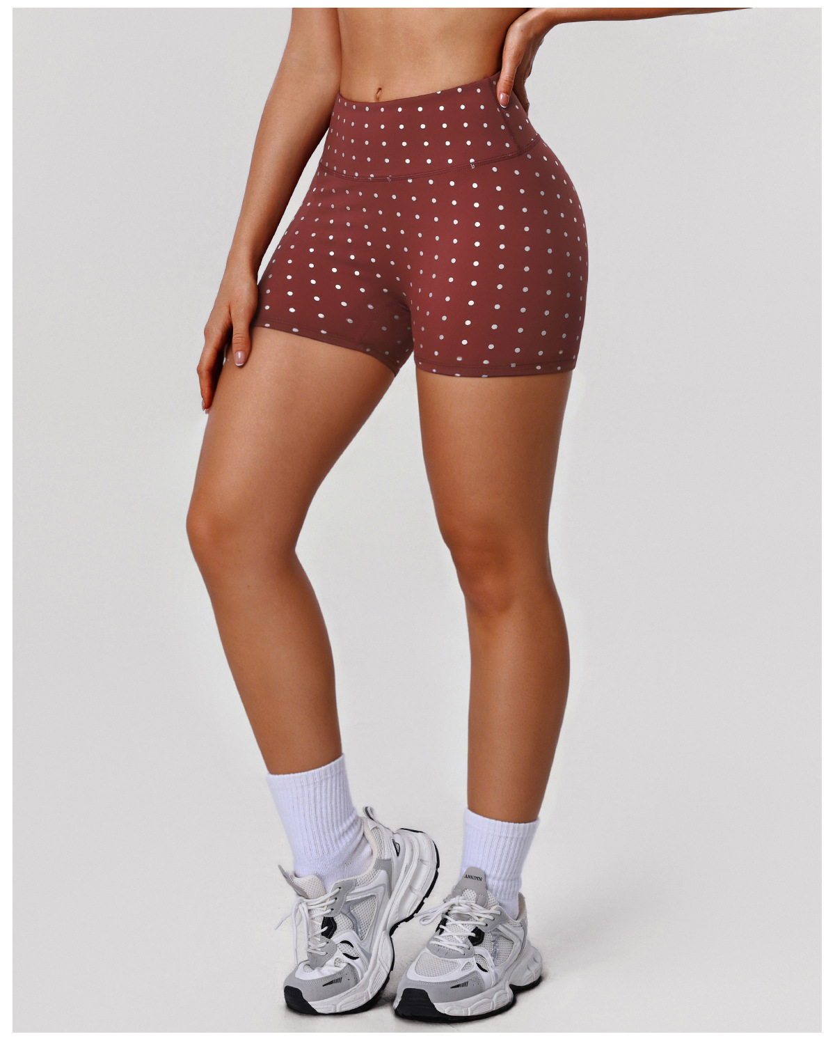 Yoga Sport Leggings Polka Dot Print High-Waisted Shorts for Outdoor Cycling