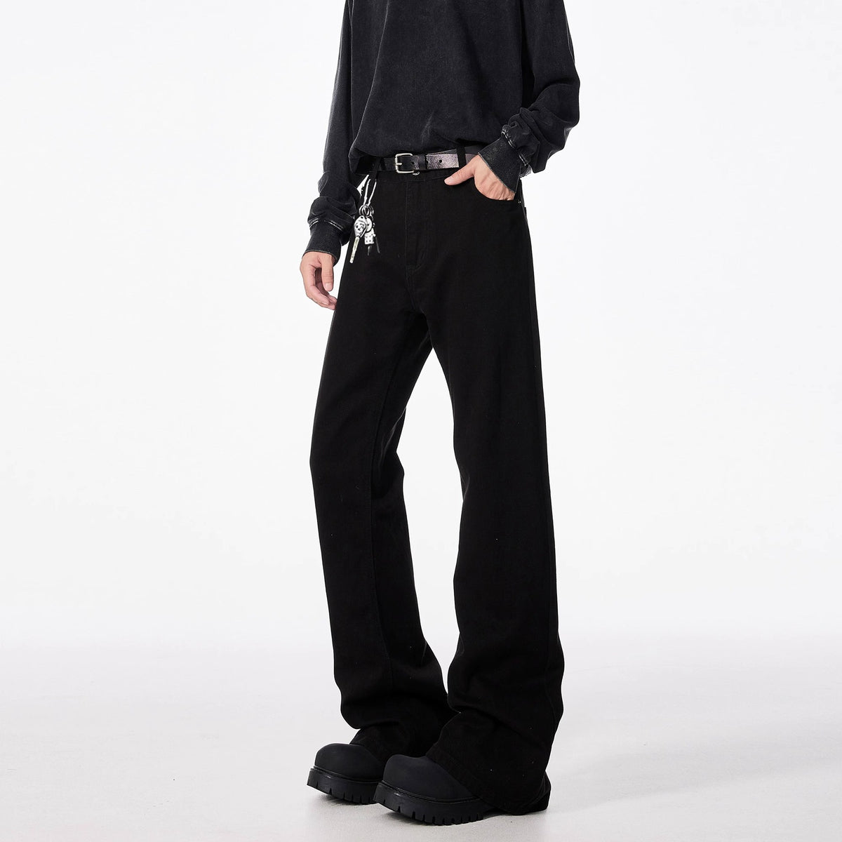 Men Bootcut Black Flared Straight Leg Jeans