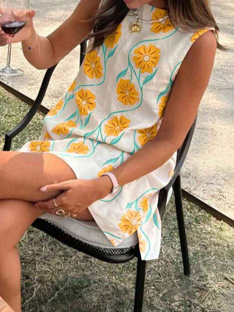 Women's Floral Print Sleeveless Mini Dress | District Hurd Limited