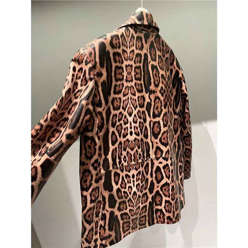 Women's Leopard Print Genuine Sheepskin Leather Jacket | District Hurd Limited