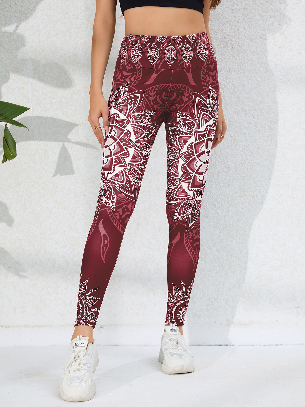 Watercolor Print High-Waisted Leggings