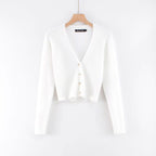 Women Slim Deep V-neck Long Sleeve Cardigan Sweater