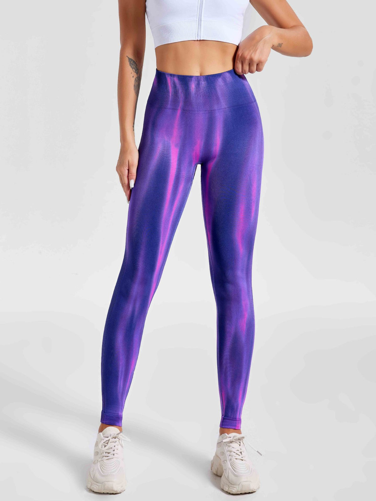 Dyed Aurora High-Waisted Seamless Yoga Pants Tummy Control Fitted Workout Leggings Fitness Pants