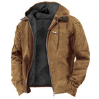 Casual Cotton Jacket with Fleece Lining and Zipper Pockets