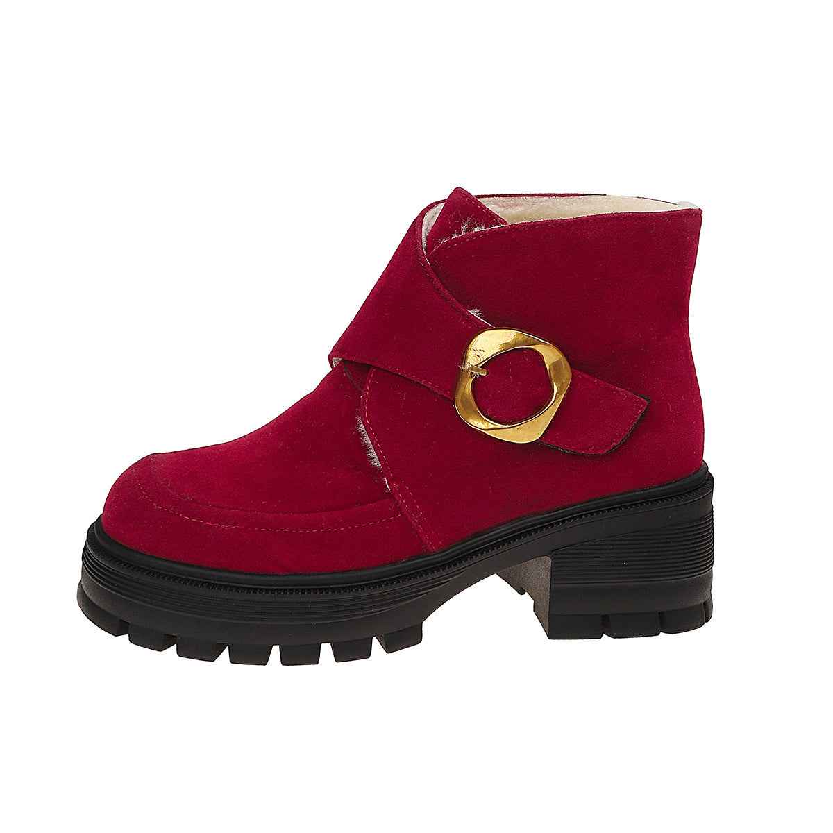 Women's Faux Suede Over-the-Knee Boots with Chunky Heel & Belt Buckle | District Hurd Limited