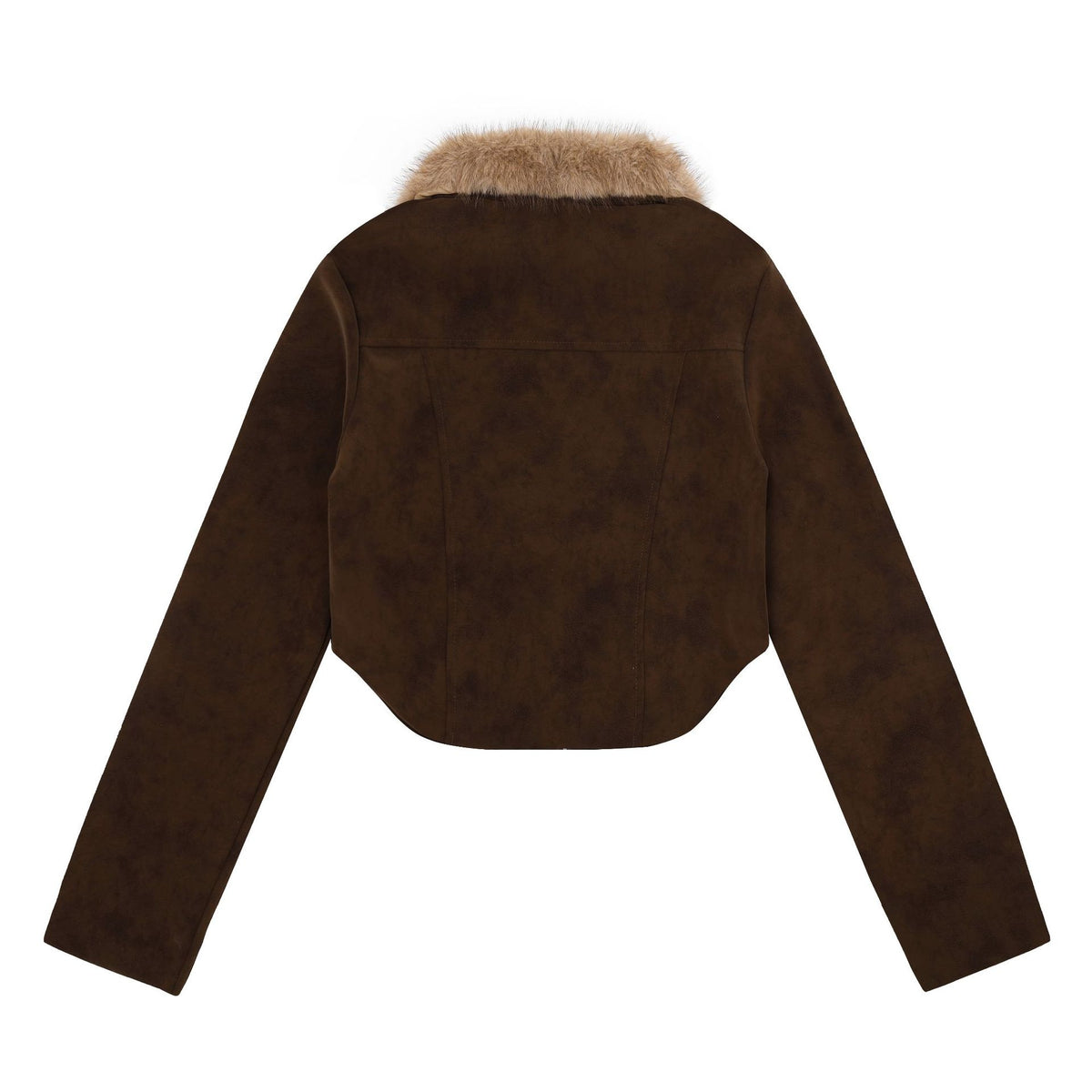 Zippered Lapel with Detachable Fur Collar Jacket