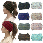 New Ponytail Beanie Women Stretch Knitted Crochet Beanies Winter Hats For Women Hats Cap Warm Lady Messy Bun Wholesale