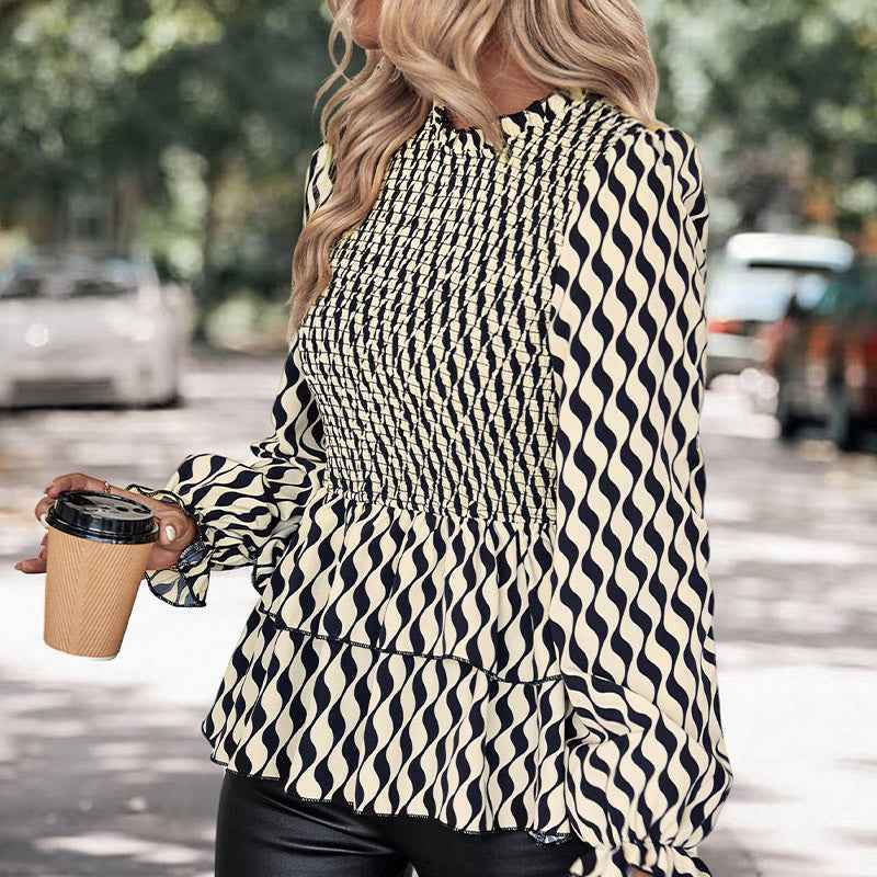 Women's Wave Print Hooded Longline Shirt | District Hurd Limited
