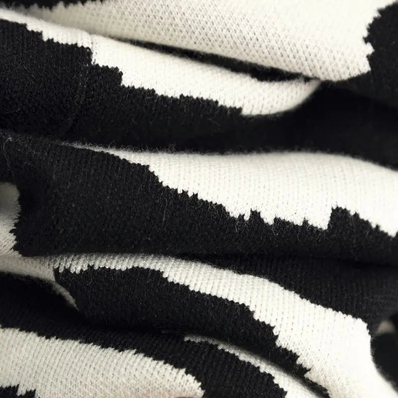 Zebra Patern Open Stitch Women Cardigans Long Knit Female Outerwear Women Hooded Cardigans With Pocket Autumn Winter Coa