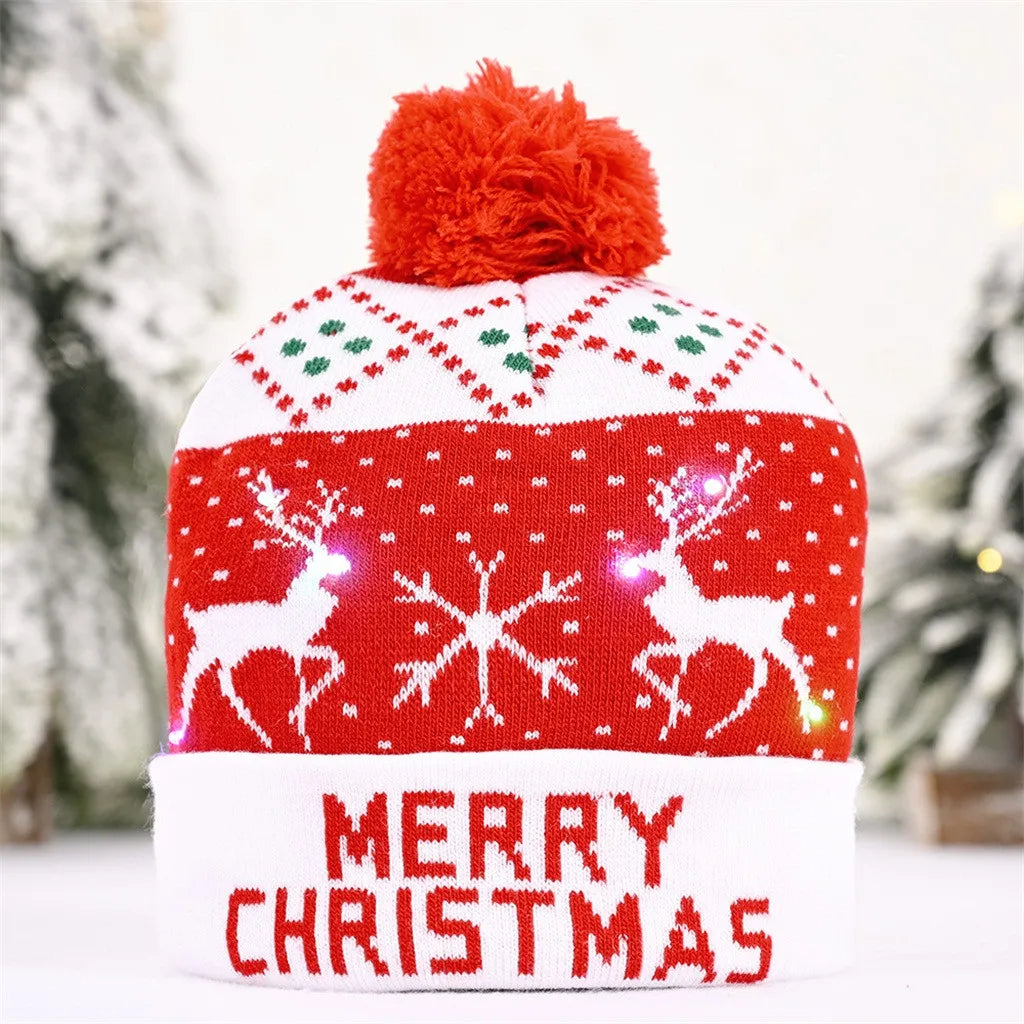 Christmas Hats Knitted Hats With LED Light Flash Lamp