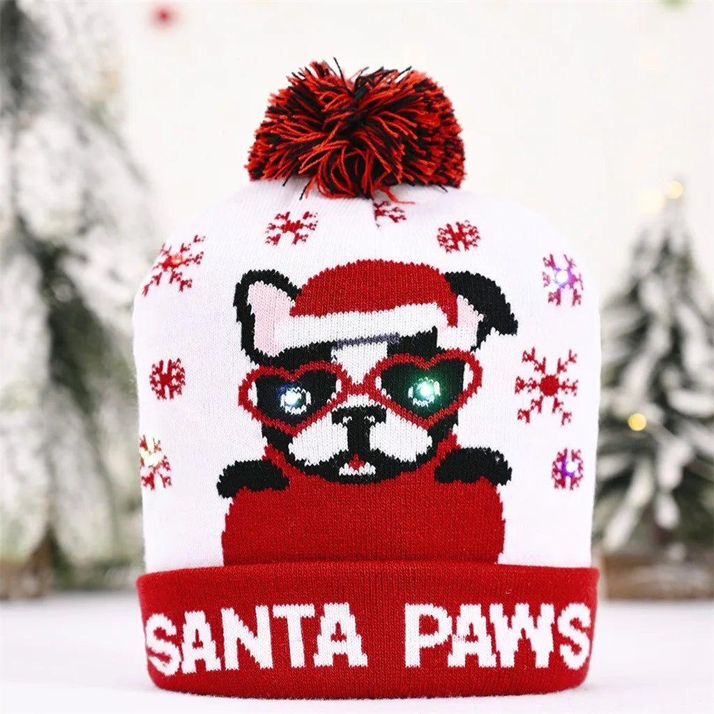 Christmas Hats Knitted Hats With LED Light Flash Lamp