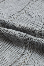 Ribbed Trim Eyelet Cable Knit Cardigan