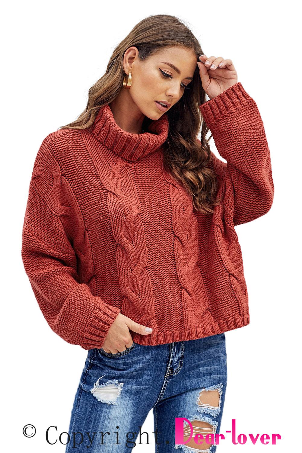 Cuddle Weather Cable Knit Handmade Turtleneck Sweater