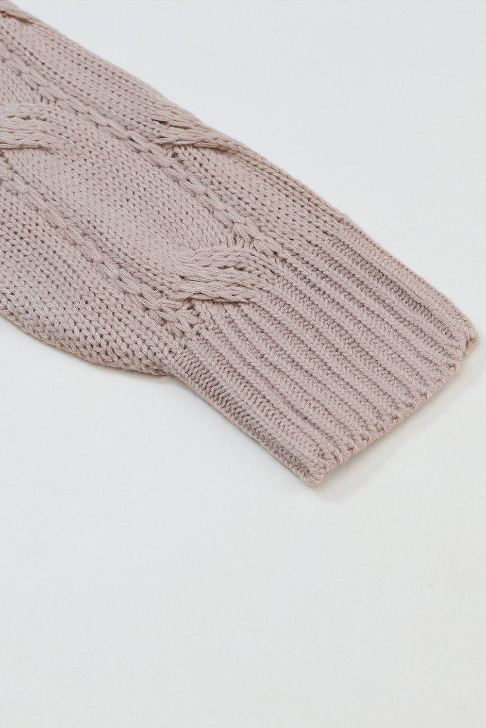 Ribbed Trim Eyelet Cable Knit Cardigan
