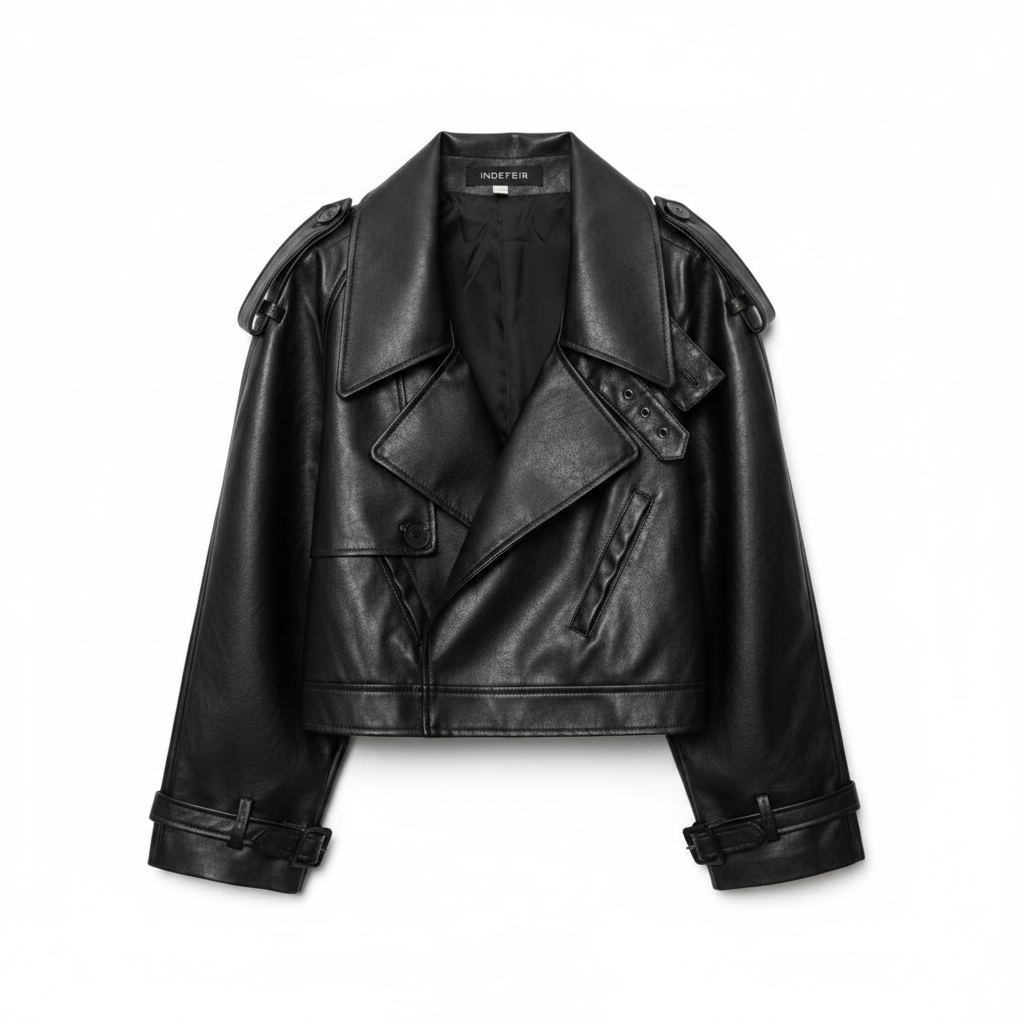 Women's Leather Jacket – Lapel Collar Slim Fit | District Hurd Limited